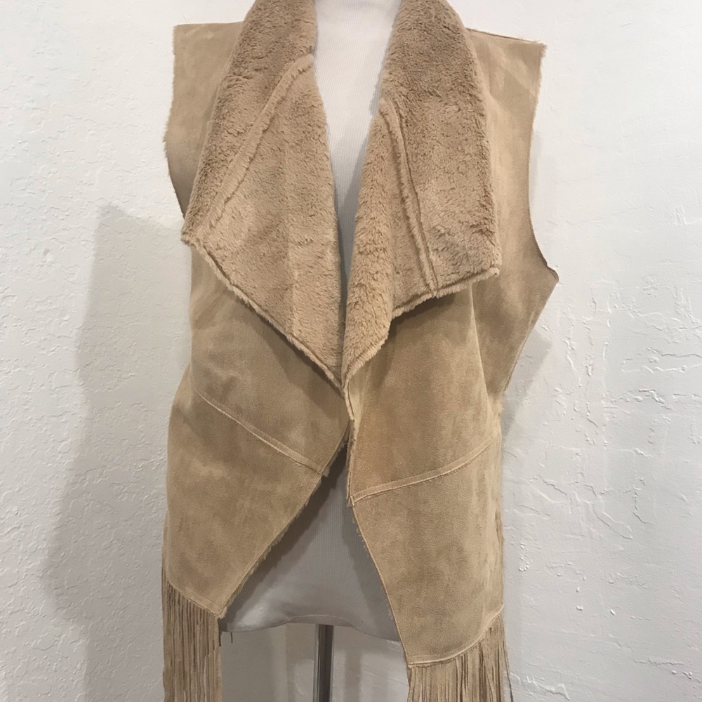 BISHOP + YOUNG tan fringed vest